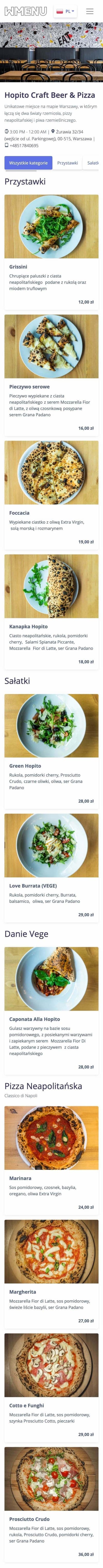 Cyfrowe menu QR i strona restauracji widoczna w Google